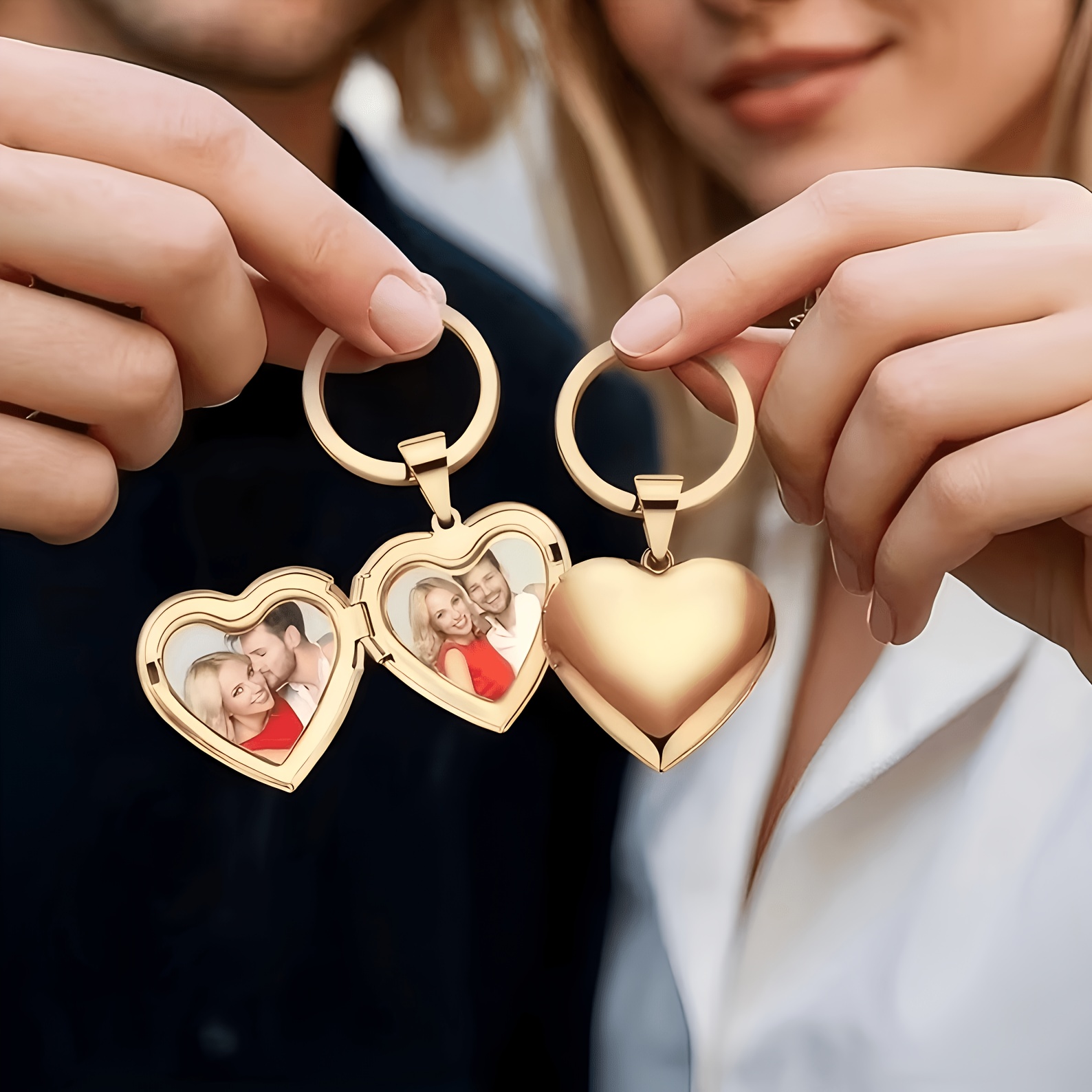 Initial Ring Custom - Custom 1/2 Photo Heart Frame Locket
