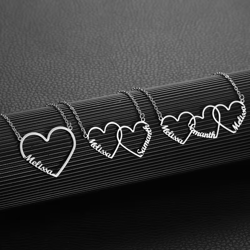 Custom Interlocking Heart Name - огляд і ціна Name Necklace Custom