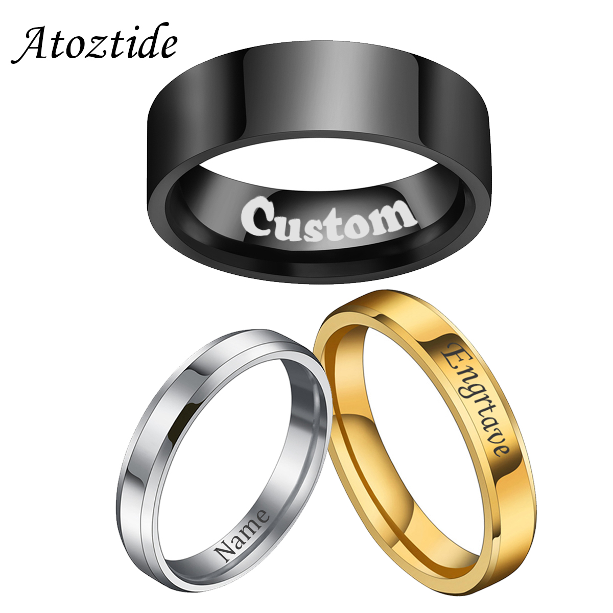 Atoztide 4/6/8mm Personalized  - огляд і ціна Initial Ring Custom