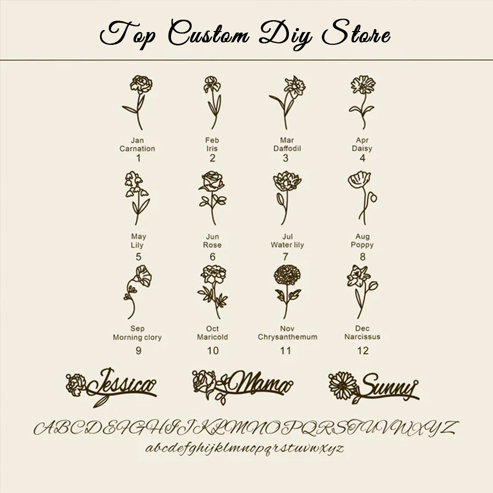 Personalized Name BirthFlower  - огляд і ціна Birth Flower Necklace