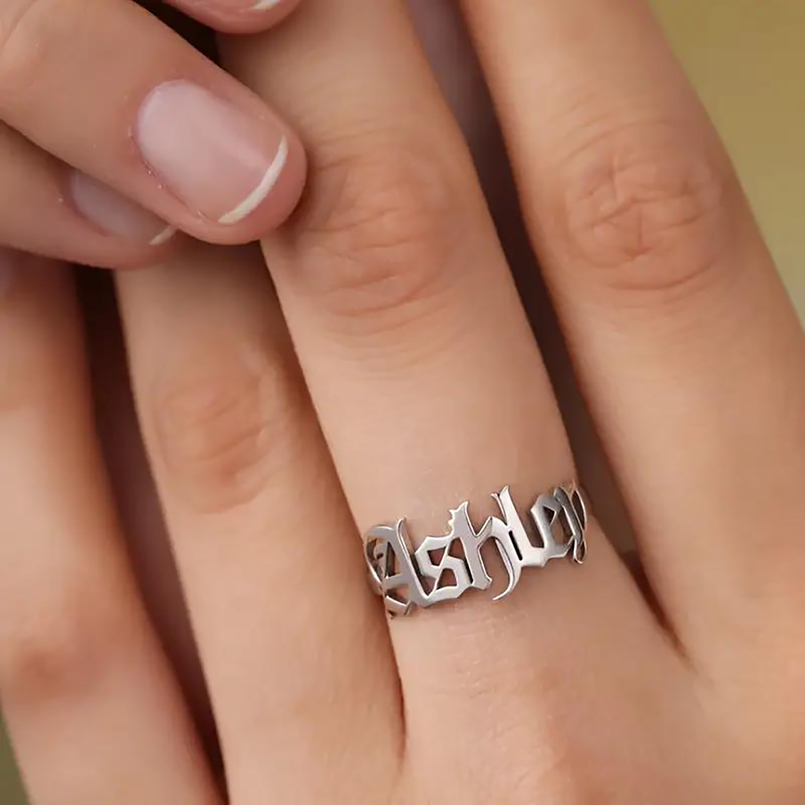 Custom Gold Ring Women Gothic  - огляд і ціна Initial Ring Custom